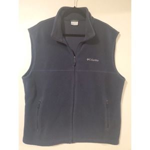 Men's XL Columbia Fleece Vest Blue Embroidered Logo Full Zip Fleece Soft Pockets
